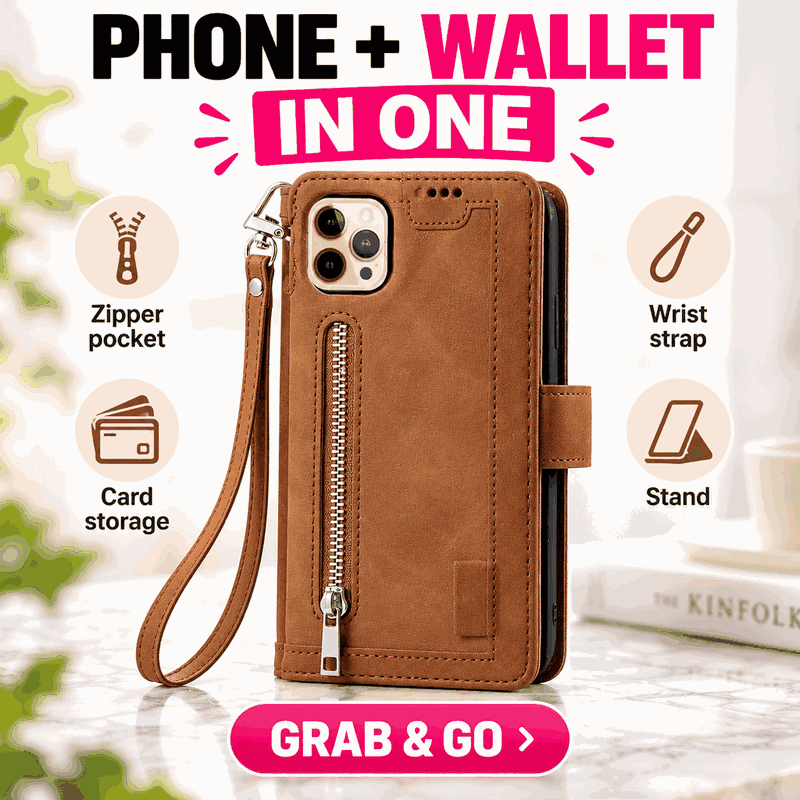 Luxury Zipper Wallet Phone Case for iPhone