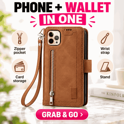 Luxury Zipper Wallet Phone Case for iPhone